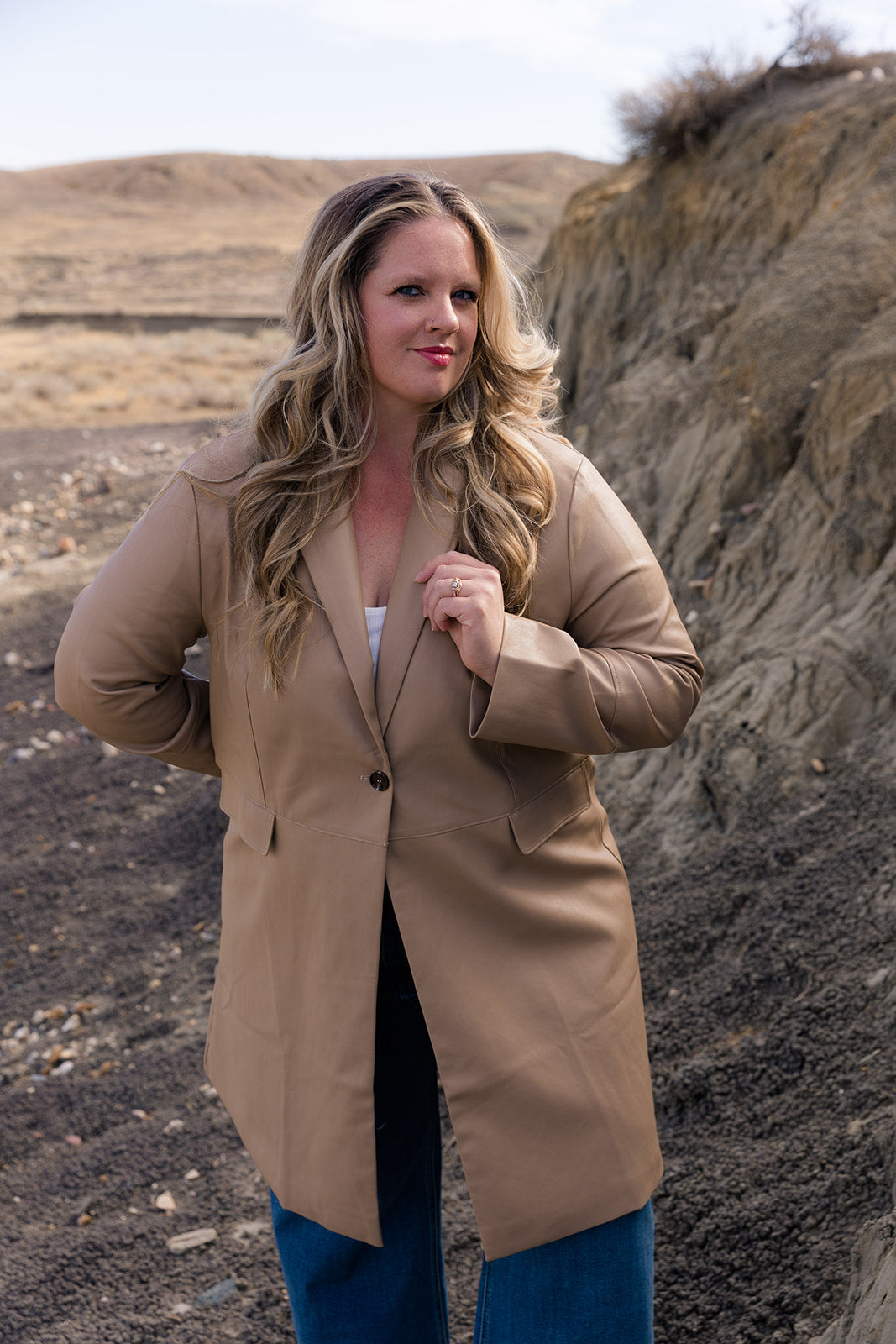 Lara Faux Leather Trench coat Curvy