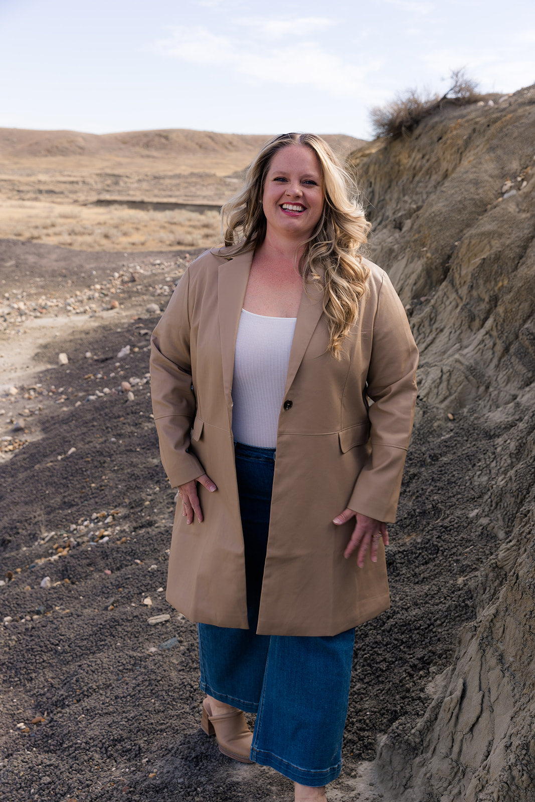 Lara Faux Leather Trench coat Curvy