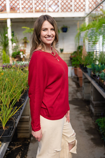 Bailey Dolman Long Sleeve Top-Red – Cypress Boutique