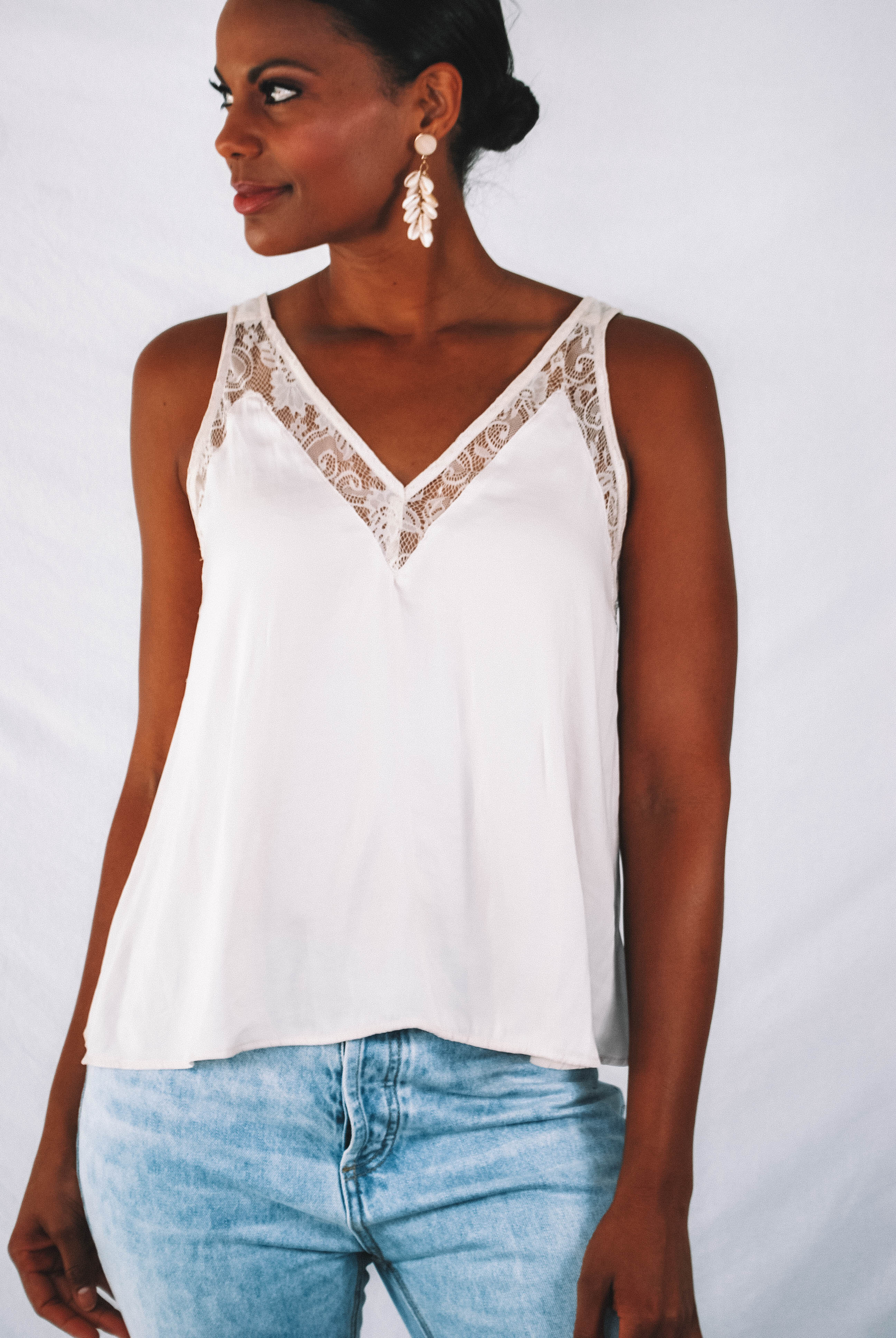 Windley Lace Tank Top - ECRU