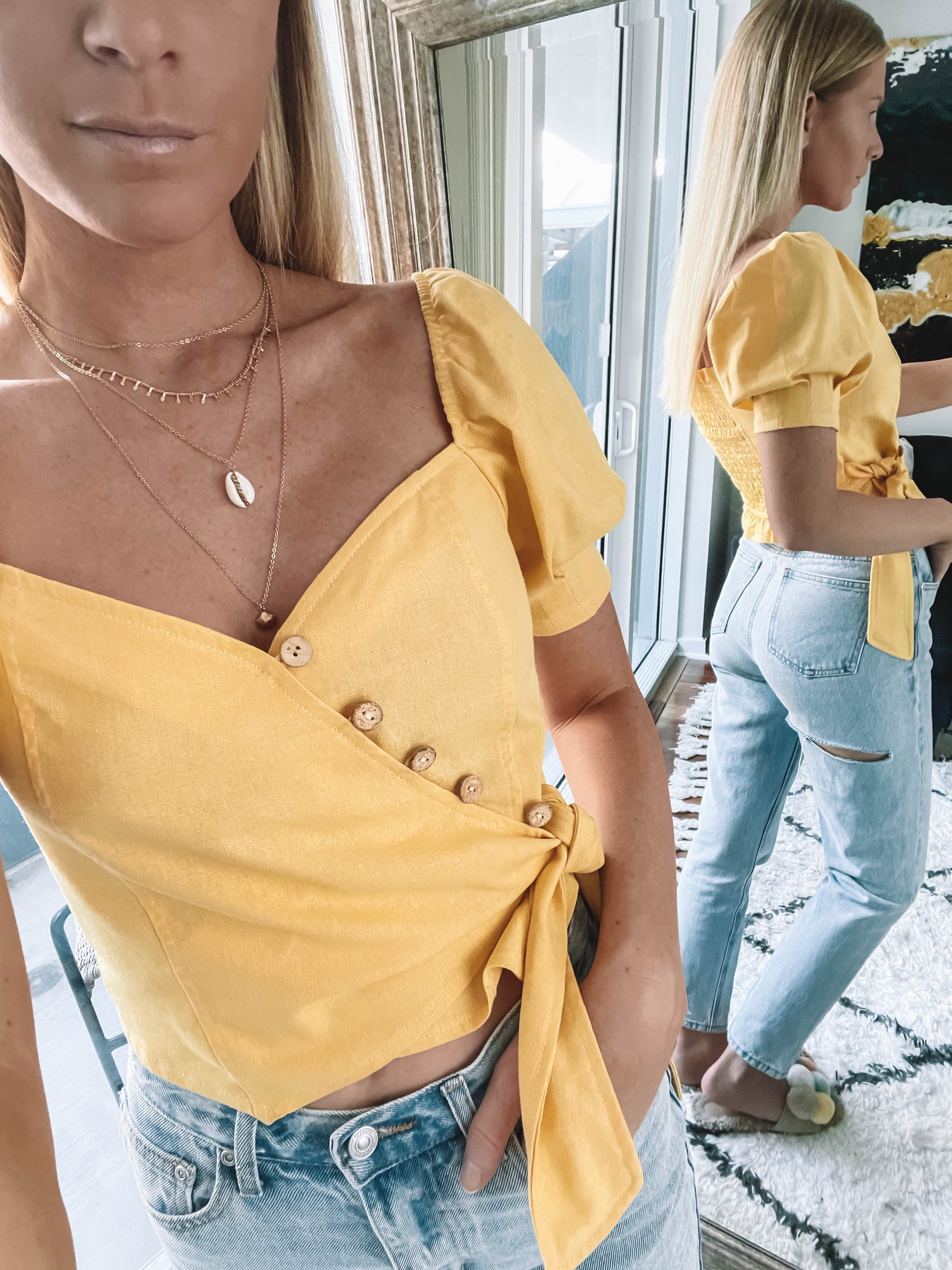 Thira Puff Sleeve Wrap Top