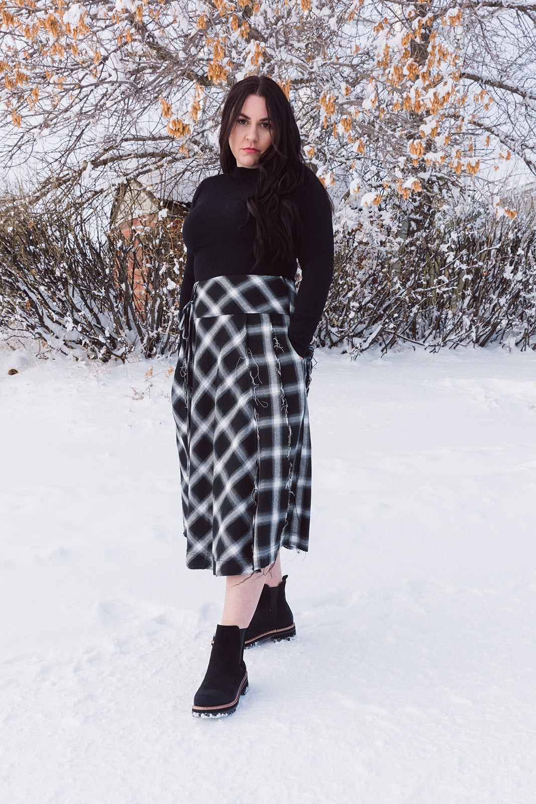 Lucy Plaid Knotted Midi Skirt