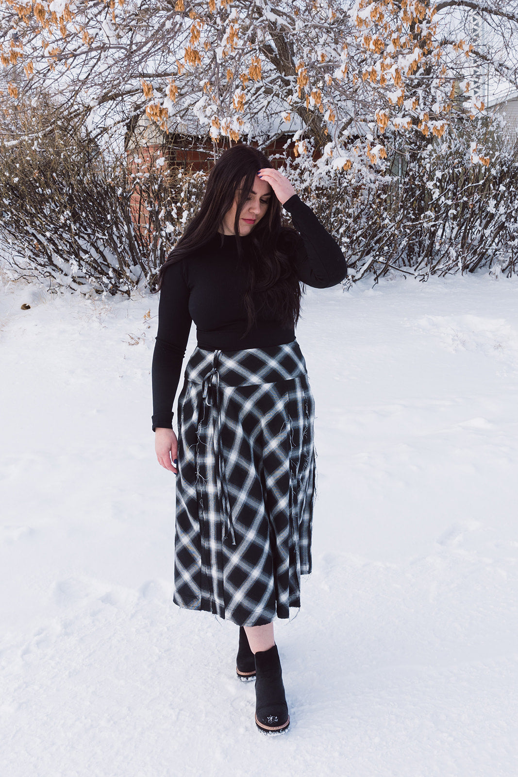 Lucy Plaid Knotted Midi Skirt
