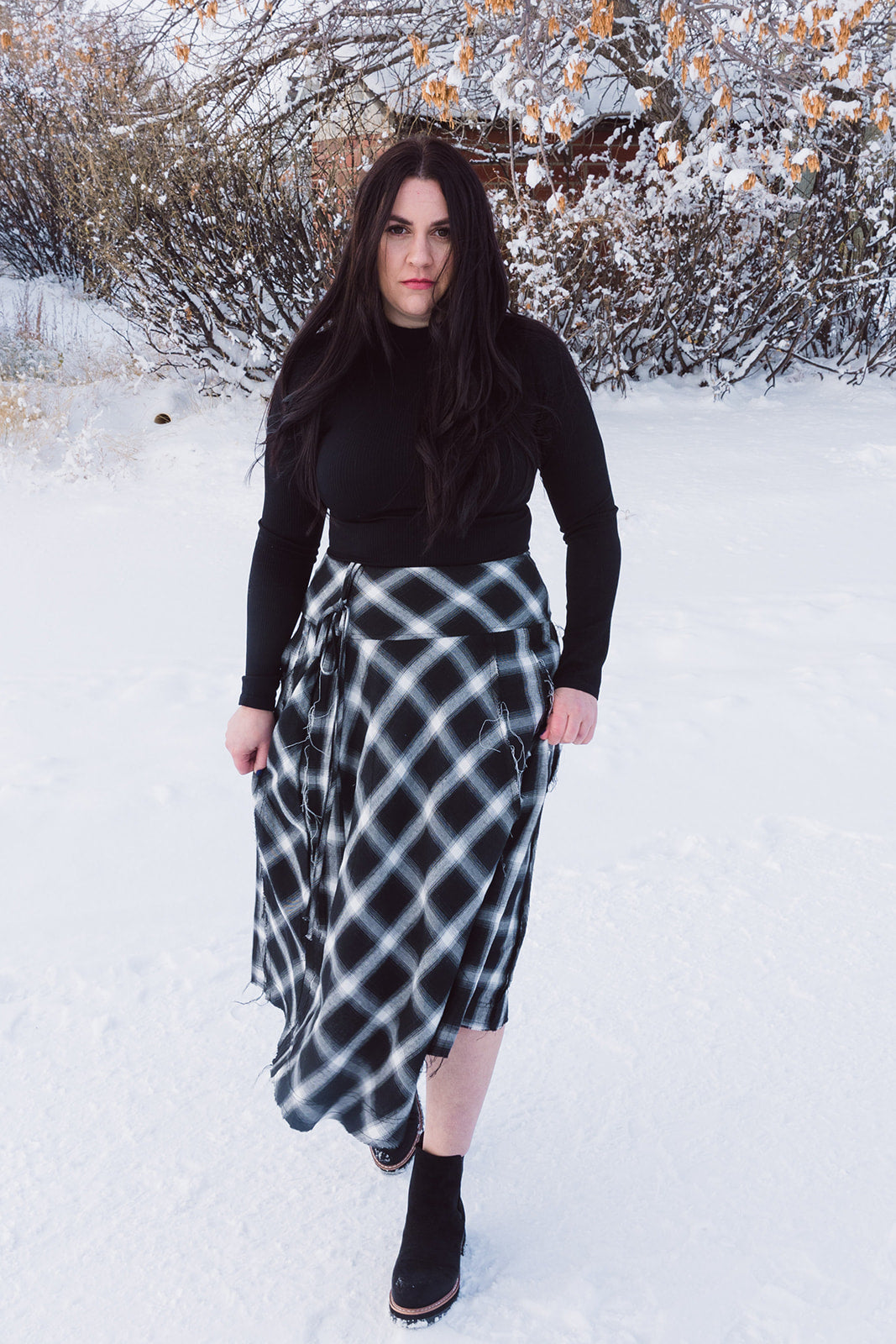 Lucy Plaid Knotted Midi Skirt