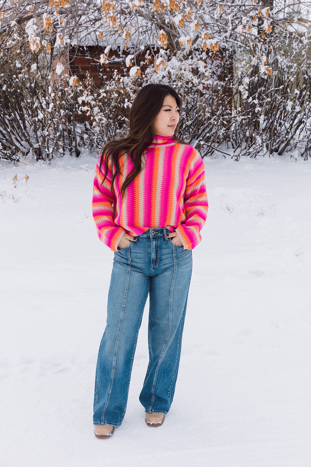 Ryley Mock Neck Striped Sweater