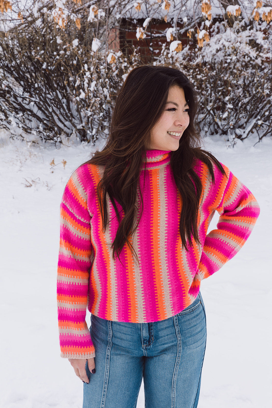 Ryley Mock Neck Striped Sweater