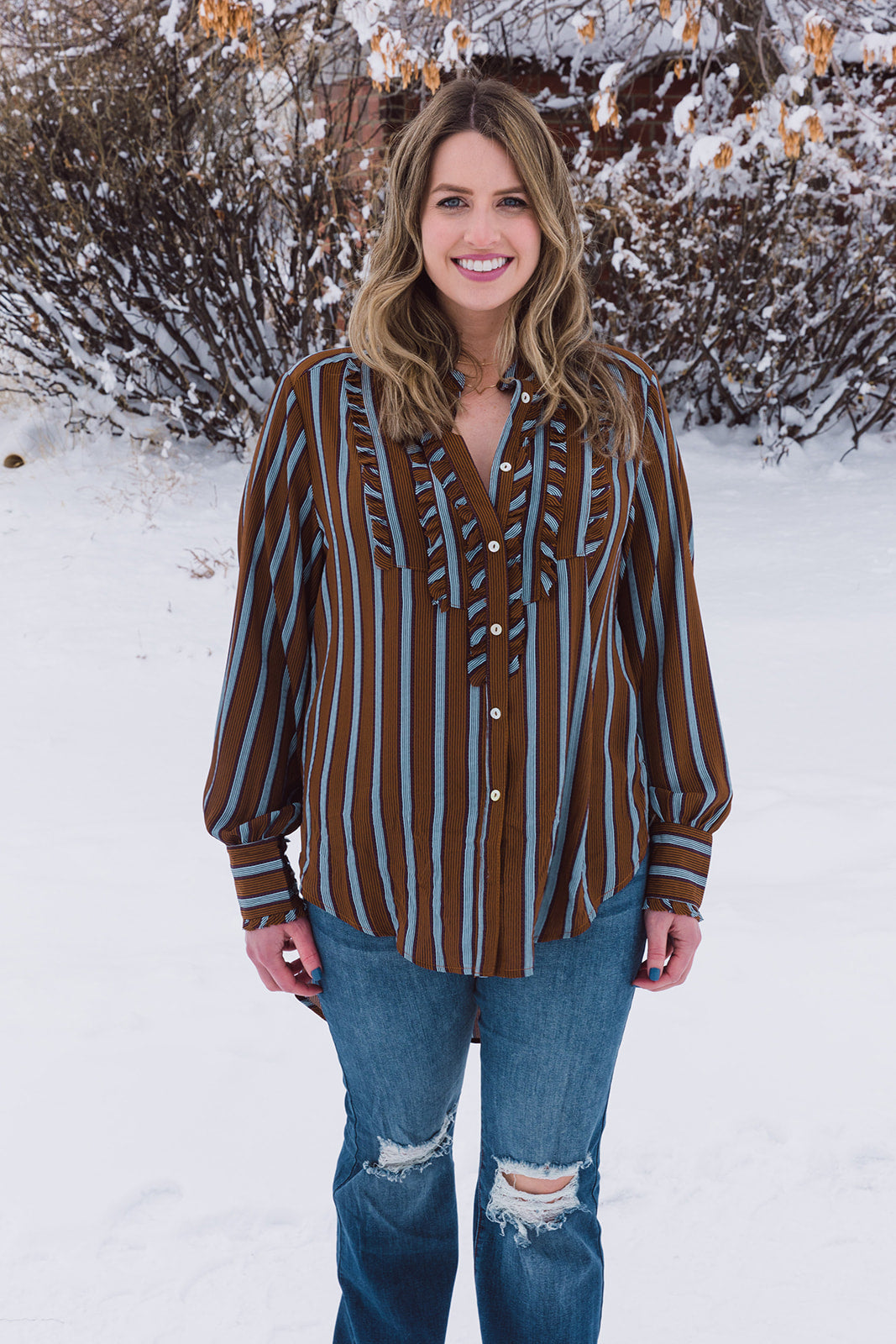 Vicki Long Sleeve Striped Blouse