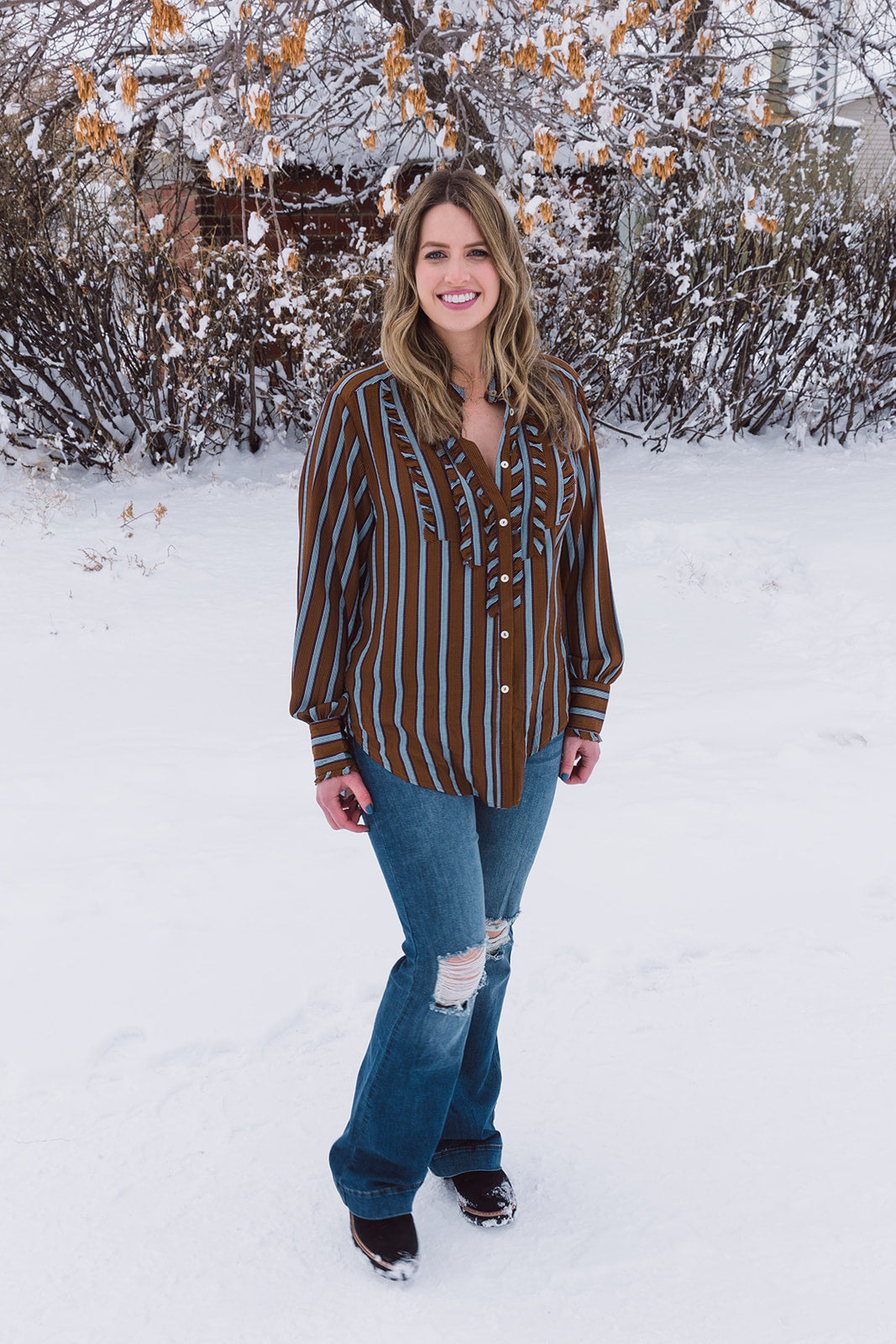 Vicki Long Sleeve Striped Blouse