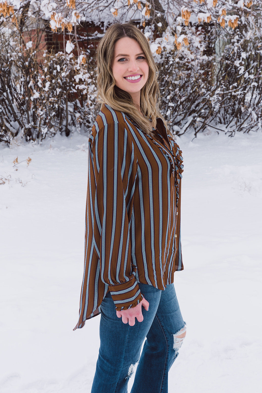 Vicki Long Sleeve Striped Blouse