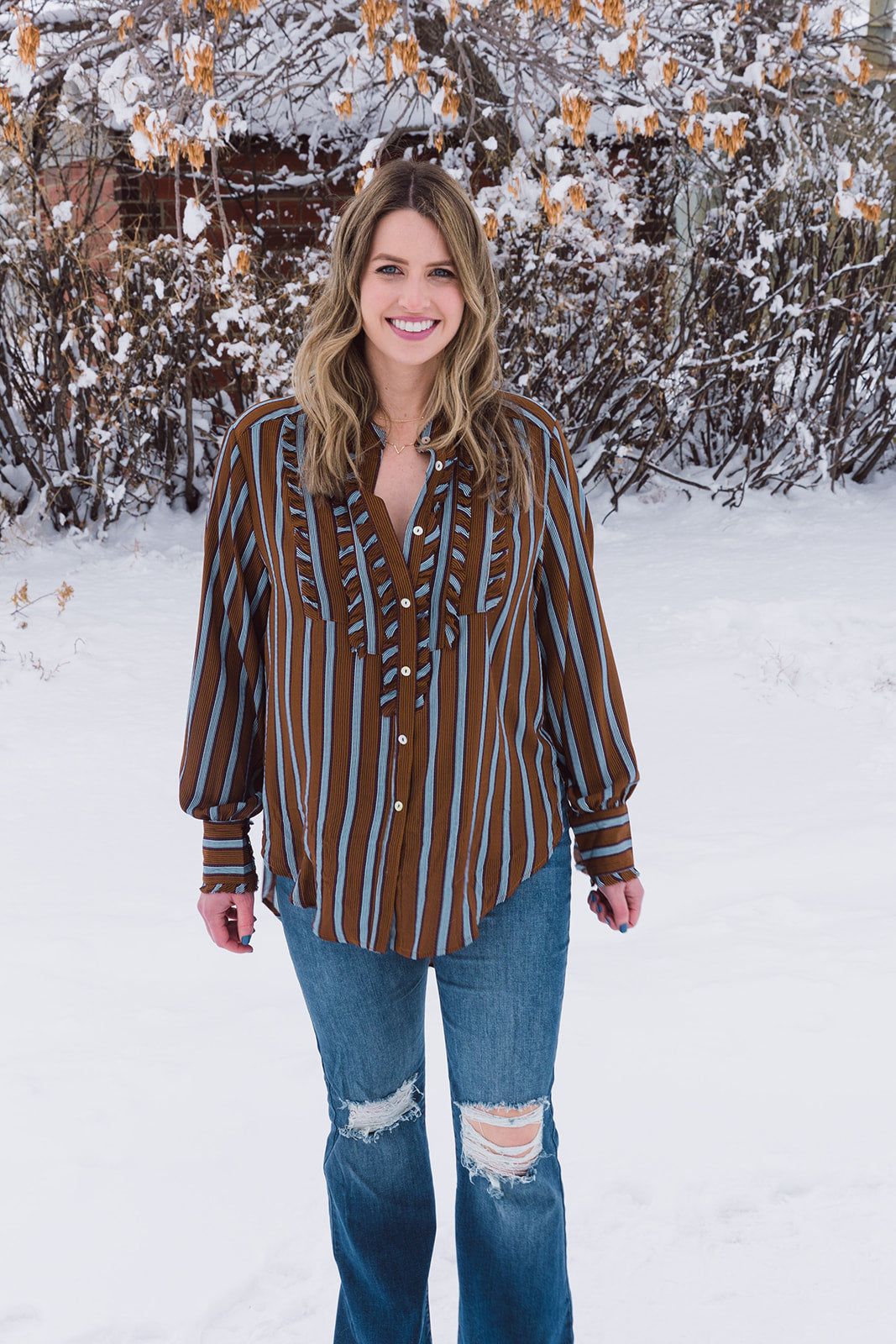 Vicki Long Sleeve Striped Blouse