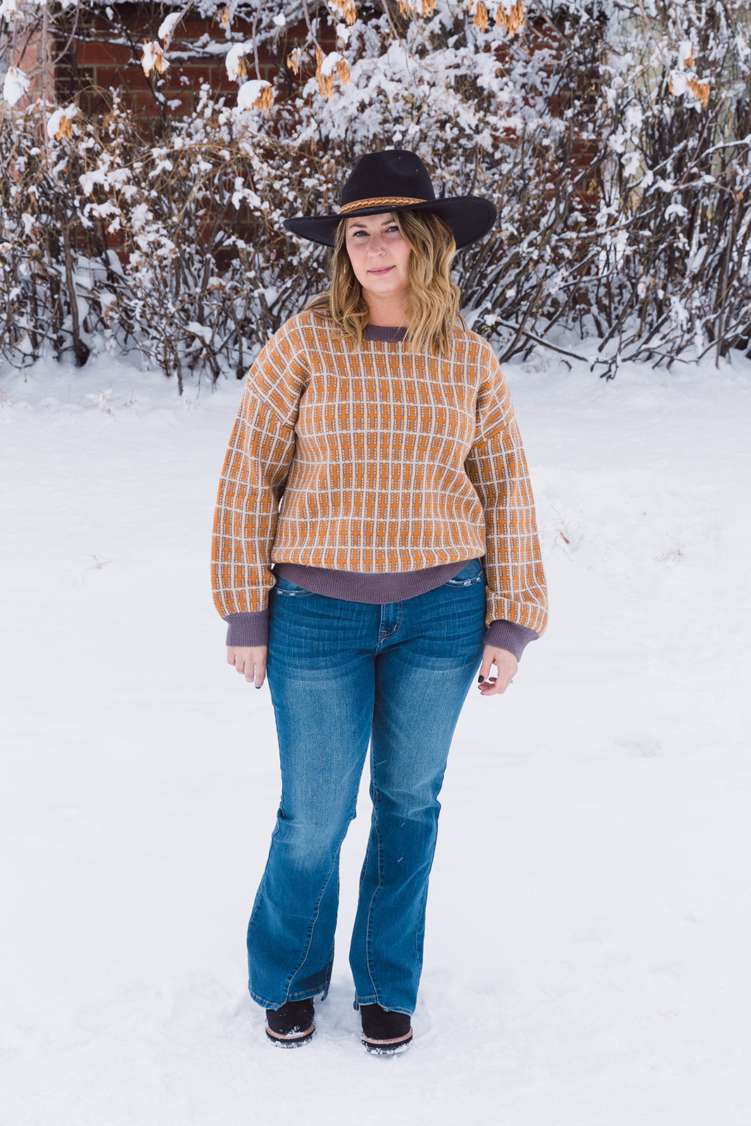 Shivaun Double Plaid Pattern Sweater