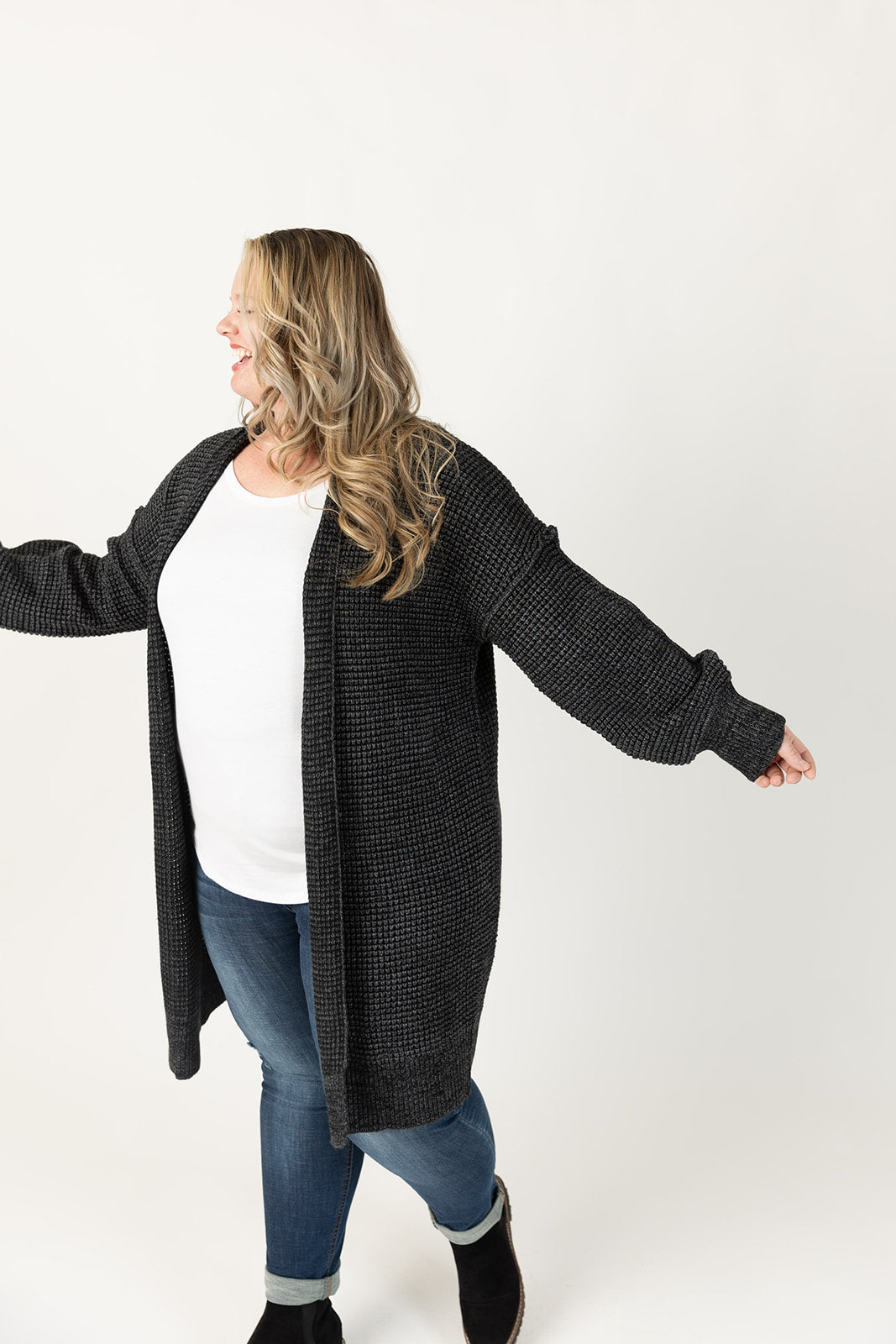 Nathalia Black Long Sleeve Cardigan Curvy