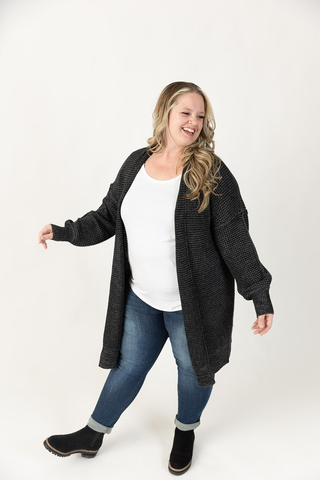 Nathalia Black Long Sleeve Cardigan Curvy
