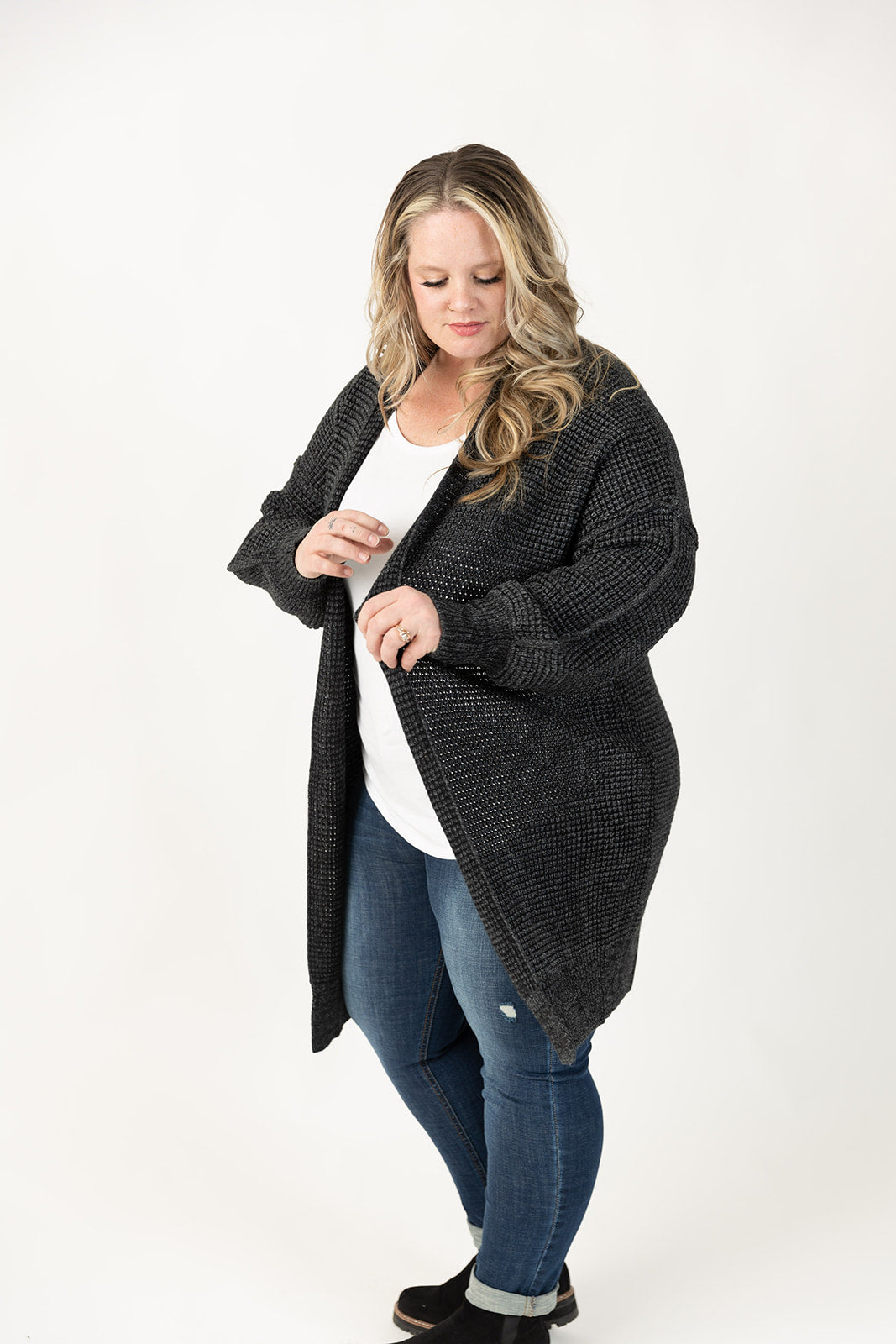 Nathalia Black Long Sleeve Cardigan Curvy