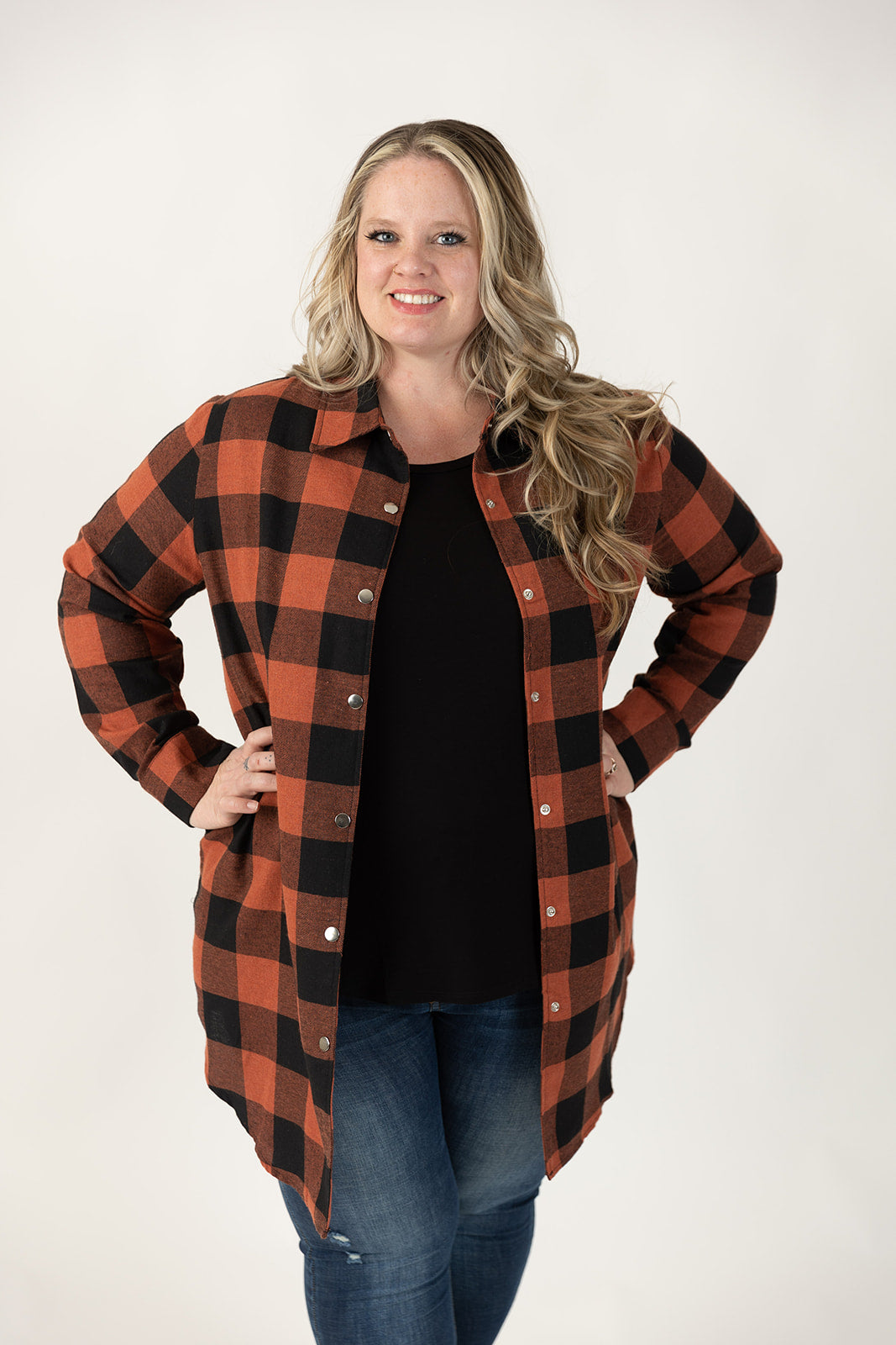 Connie Longline Plaid Shirt Curvy