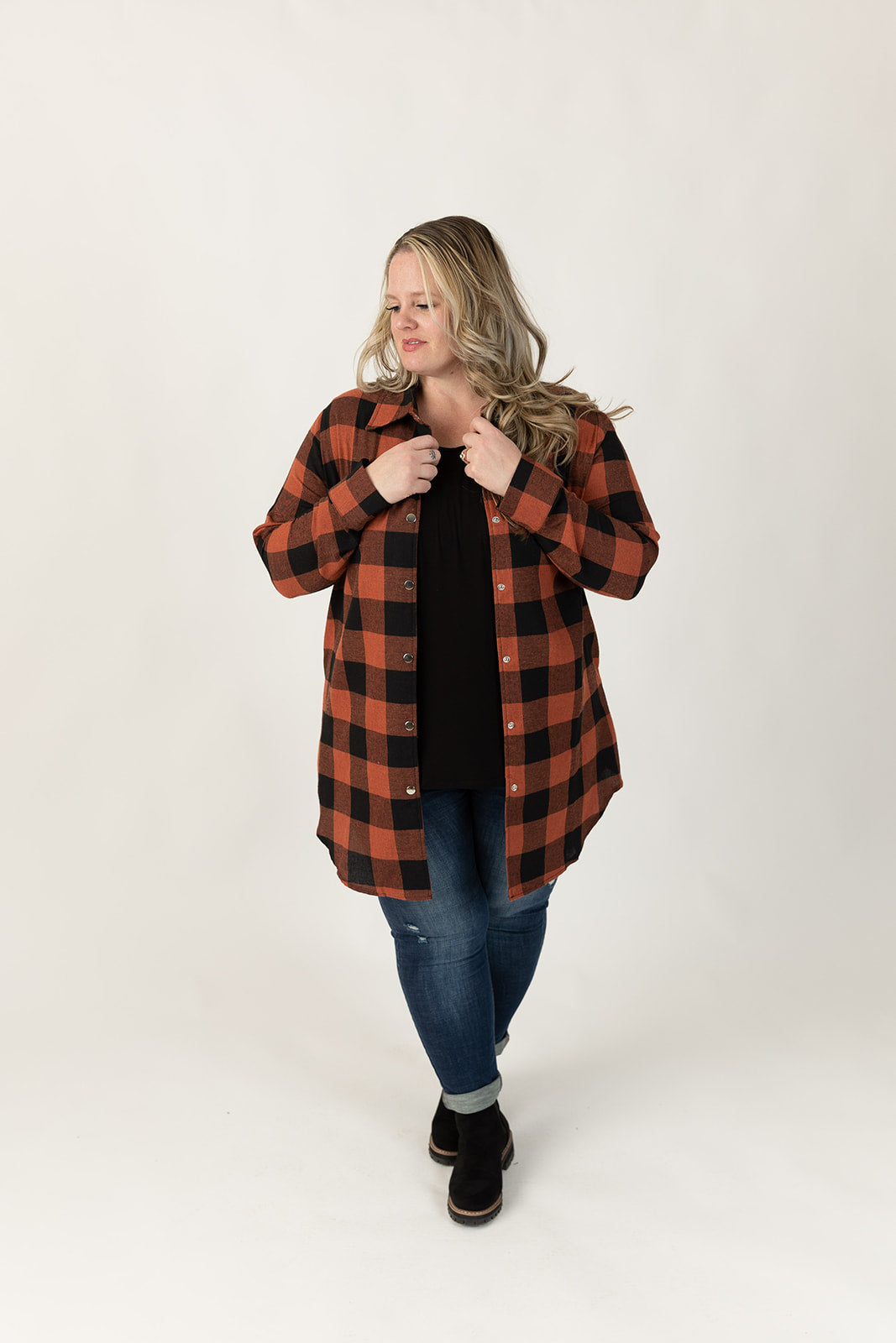 Connie Longline Plaid Shirt Curvy