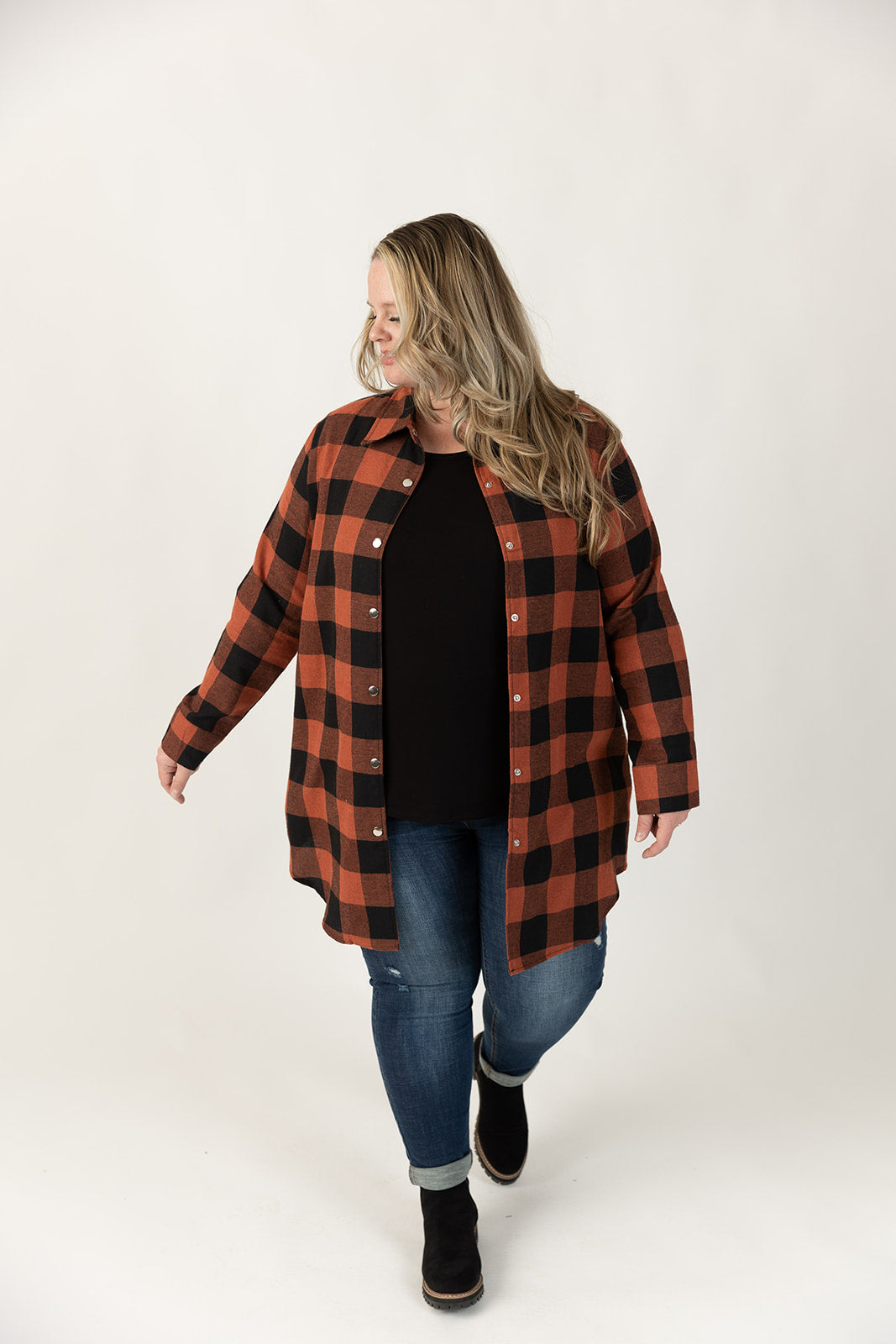 Connie Longline Plaid Shirt Curvy