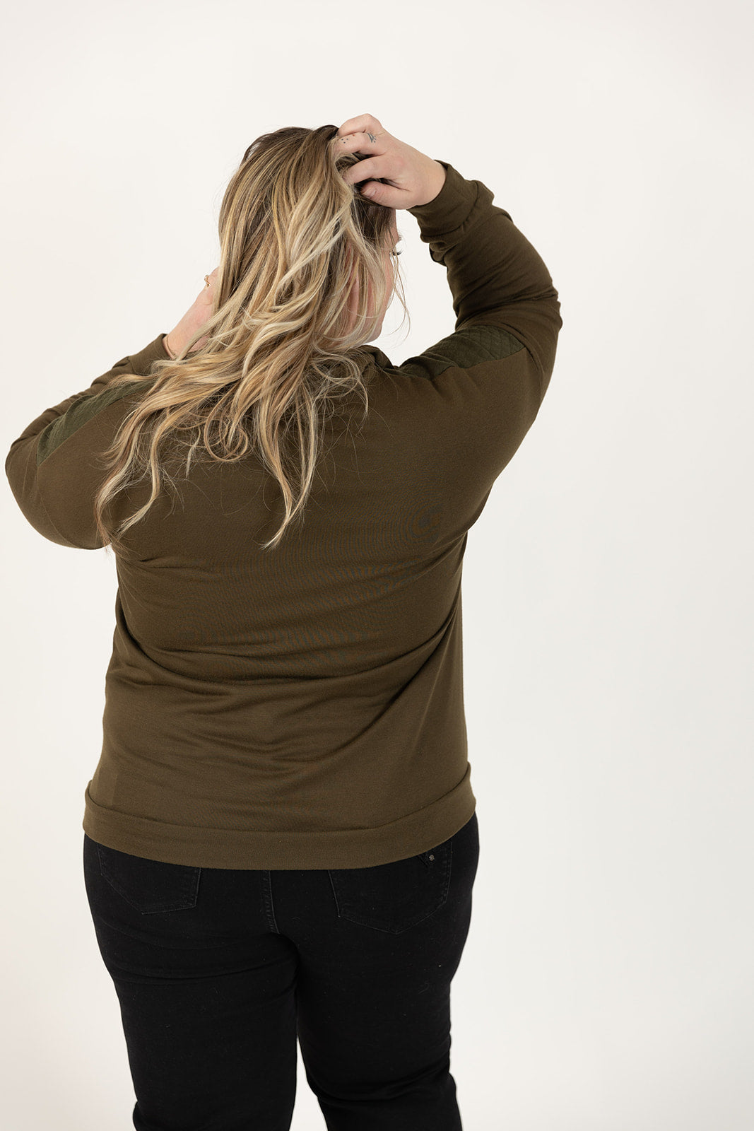 Dale Quilted Patch Half Zipper Sweater Curvy