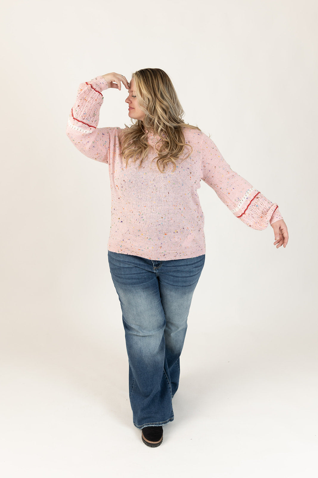 Dolly Long Sleeve Confetti Sweater Curvy