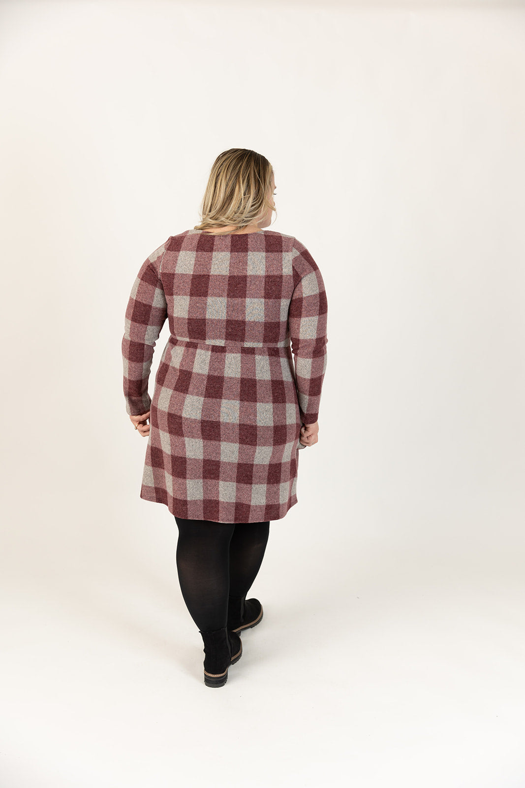 Maureen Long Sleeve Plaid Dress Curvy