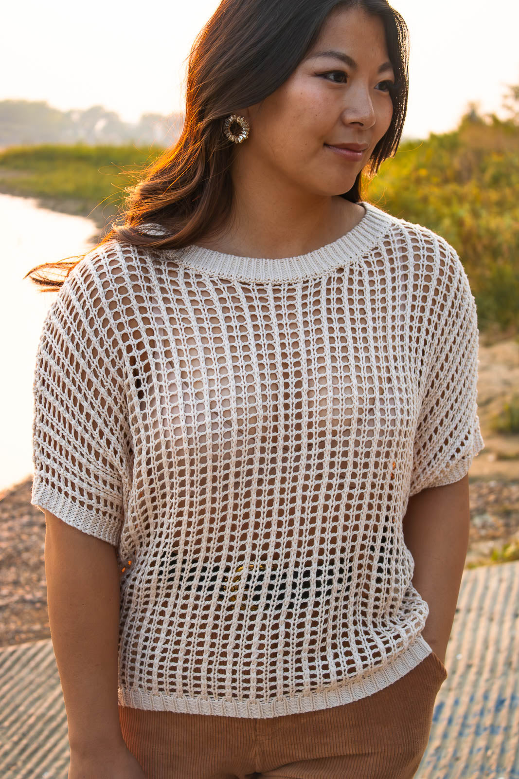 Pieces Fishnet Sweater Tee