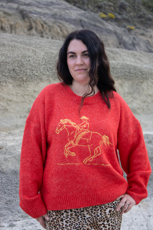 Belmont Embroidered Cowboy Knit Sweater