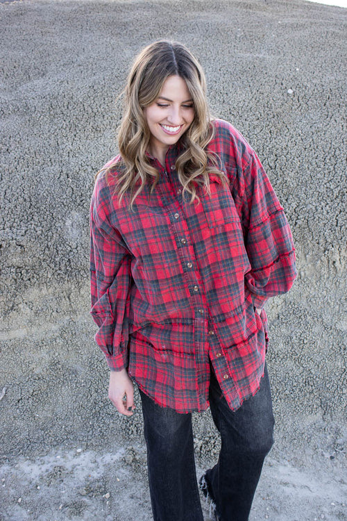 Meredith Mineral Washed Plaid Shirt