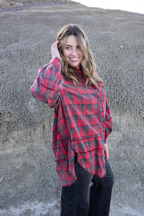 Meredith Mineral Washed Plaid Shirt