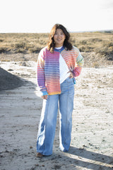 Elena Rainbow Striped Cardigan