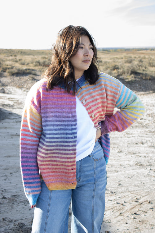 Elena Rainbow Striped Cardigan