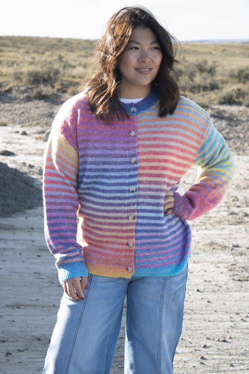 Elena Rainbow Striped Cardigan