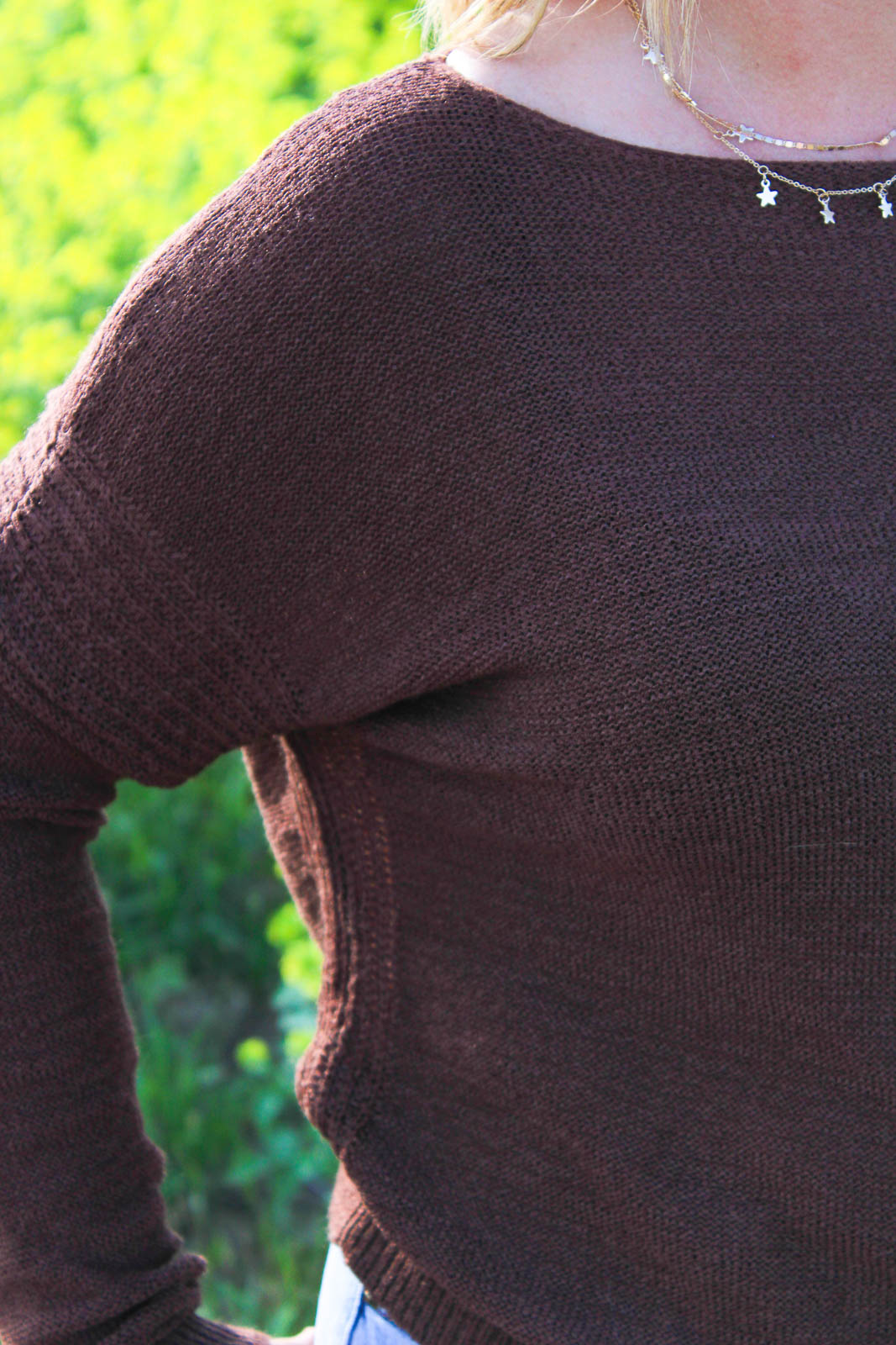 Luna Long Sleeve Light Weight Sweater in Brown