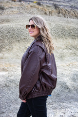 Kingman Leather Look Bomber Jacket