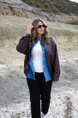 Kingman Leather Look Bomber Jacket
