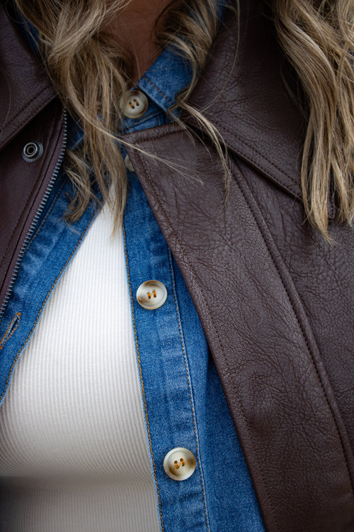 Kingman Leather Look Bomber Jacket