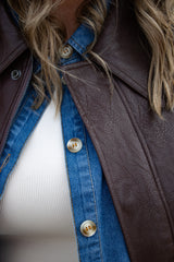 Kingman Leather Look Bomber Jacket