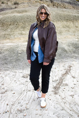 Kingman Leather Look Bomber Jacket