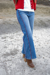Mesa Side Piping Wide Leg Crop Jeans