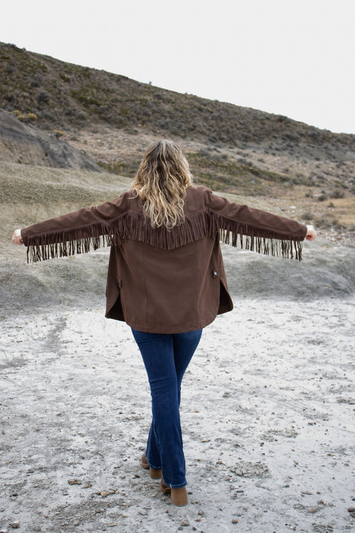 Santa Fe Espresso Western Fringe Jacket