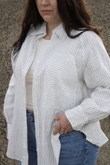 Avery Striped Patch Pocket Big Shirt