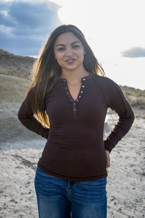 So 2009 Micro-Ribbed Henley Top