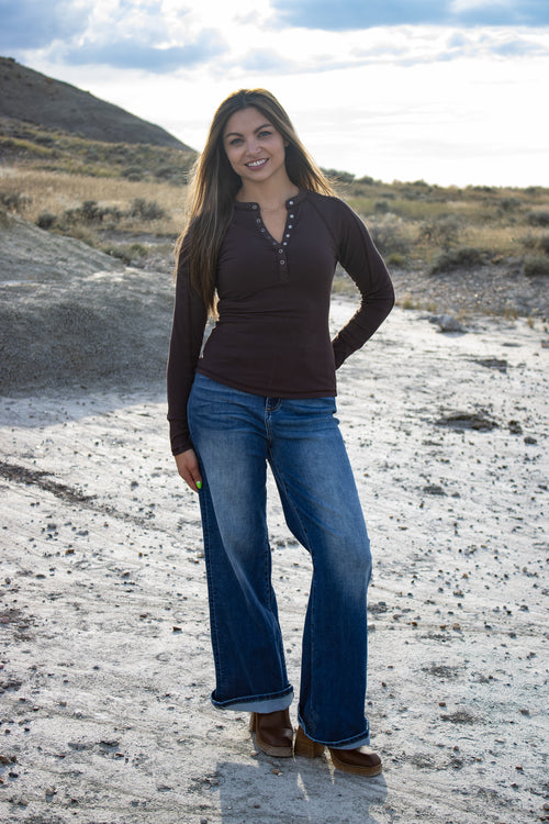 So 2009 Micro-Ribbed Henley Top