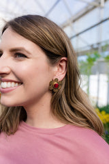 Amber Flower Petal Earrings Ruby