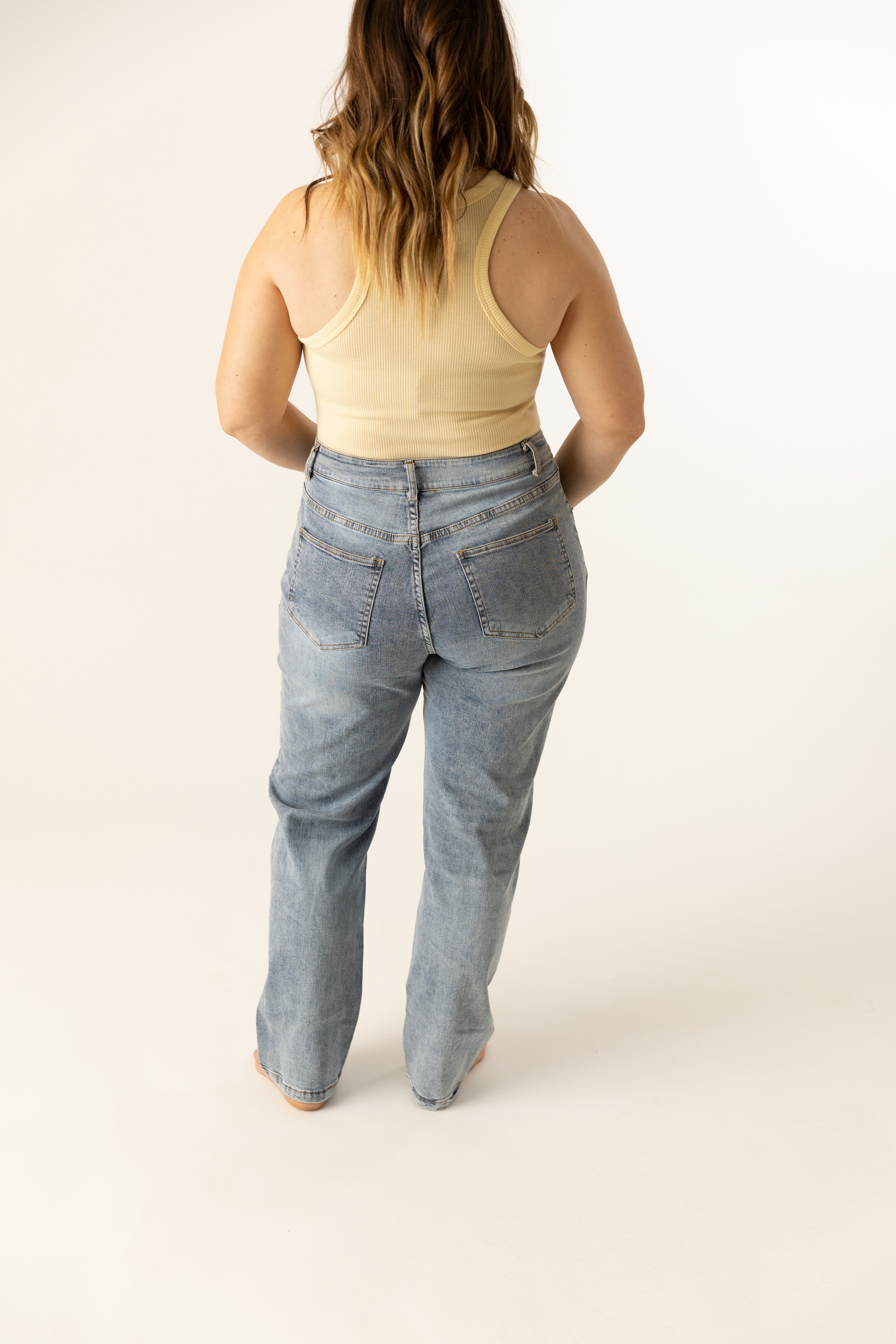 Kerry Asymmetrical Waist Medium Wash Jean