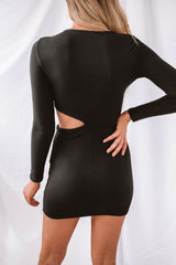 Zack Long Sleeve Cutout Dress - Black
