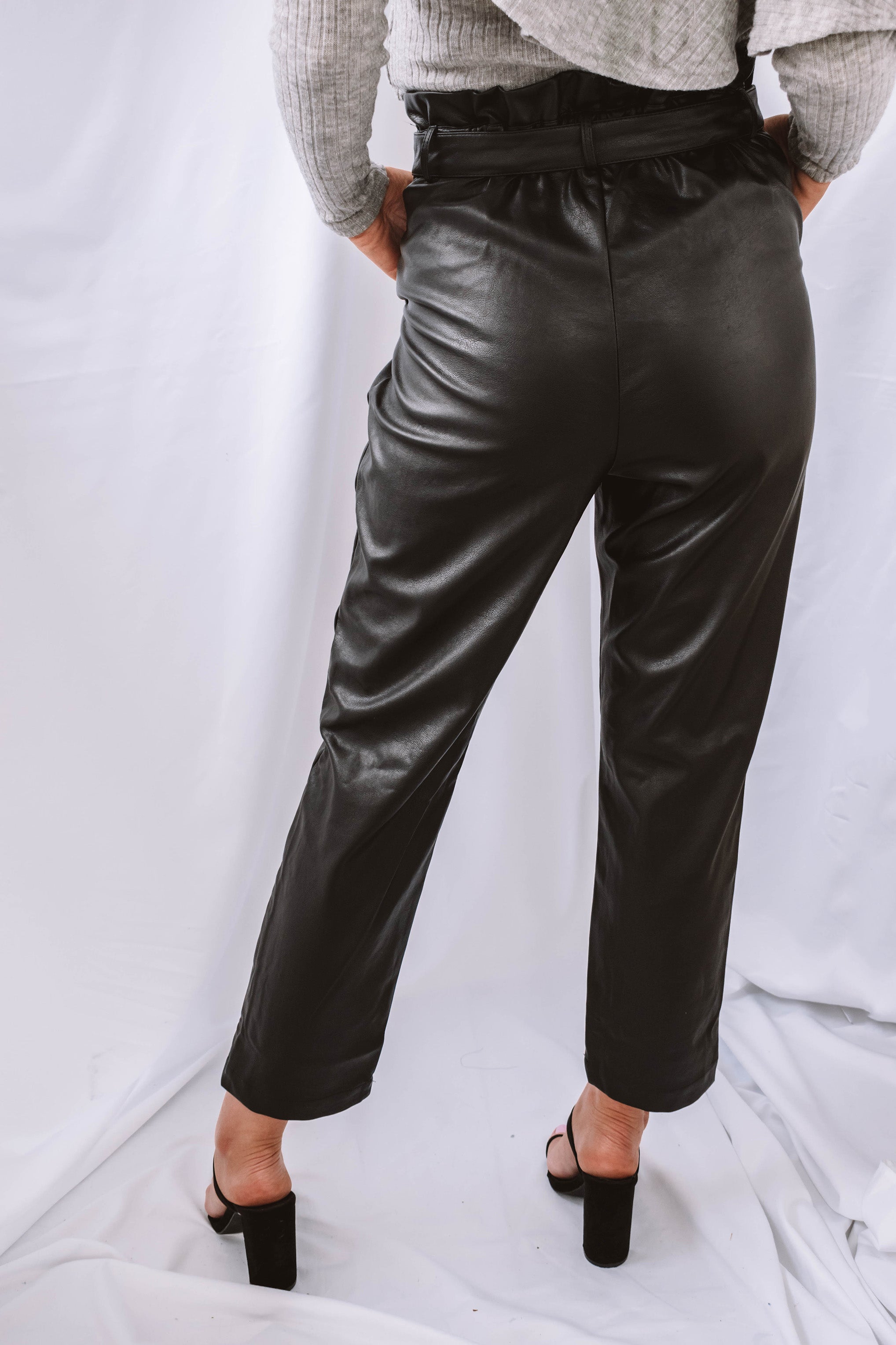 Estelle Faux Leather Paper Bag Waist Trouser