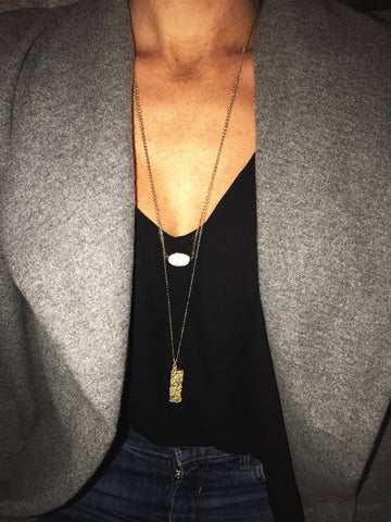 Black and Gold Layered Chain Necklace