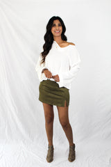 Colburn Faux Suede Skirt in Olive