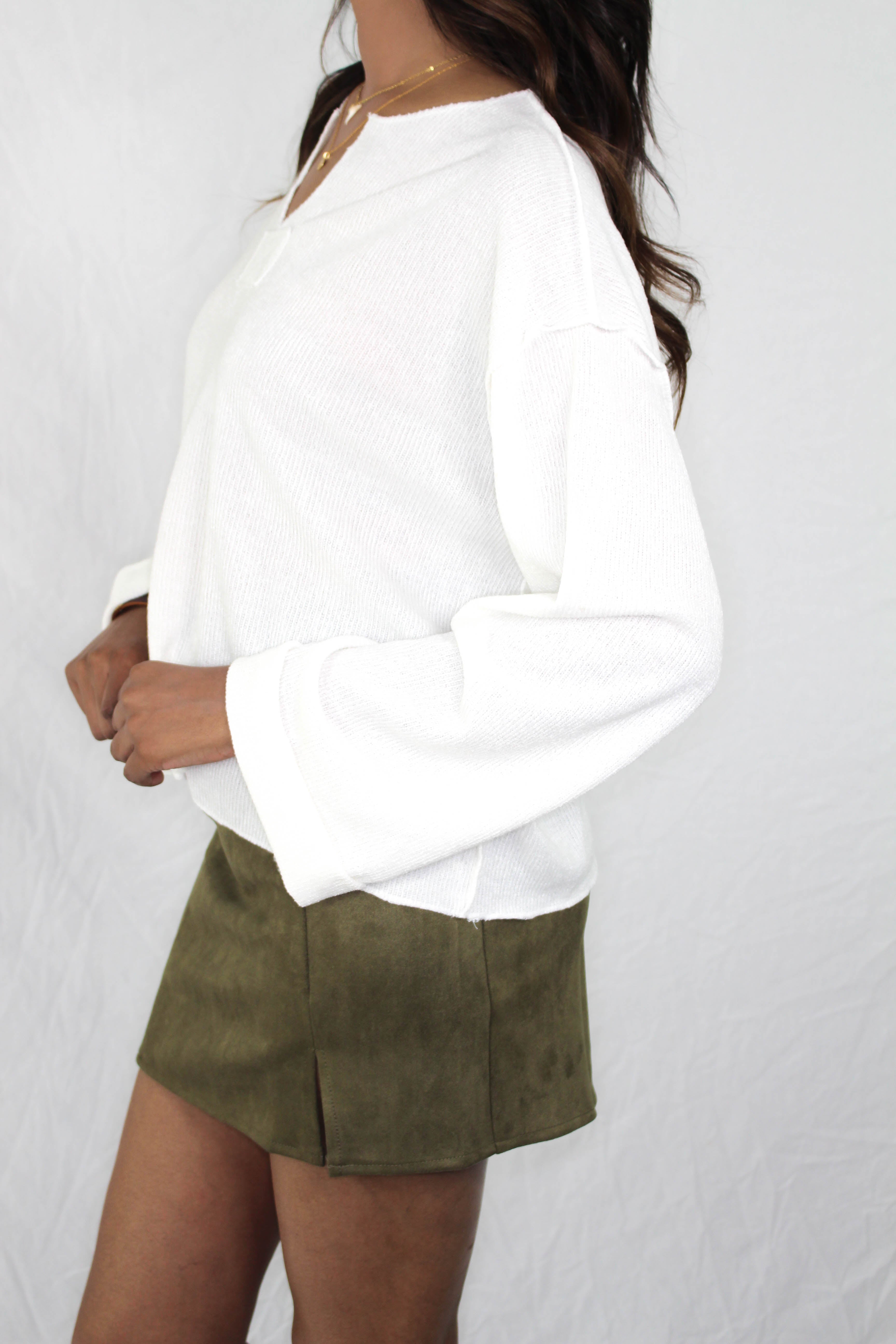 Colburn Faux Suede Skirt in Olive