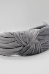 Velvet Knotted Headband - Grey